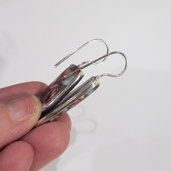 Turquoise earrings, 925 Copper Spiny Oyster Turquoise earrings - Picture 10 of 15